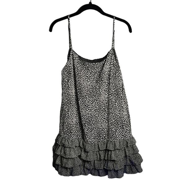 Hyvfe Black and White Leo Print Ruffle Bottom Spaghetti Strap Dress Size Small - Picture 1 of 9